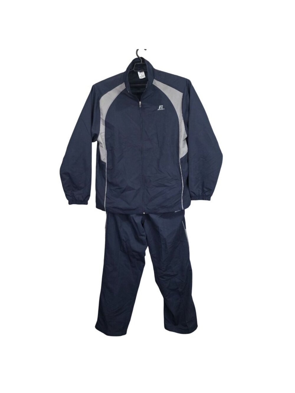 Mens Russell Athletic Navy & Gray Tracksuit Jacket & Pant Set 100% Polyester L